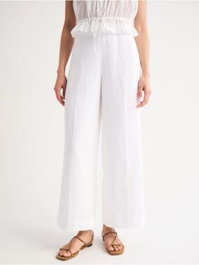 Abercrombie & Fitch Linen Blend Square Neck Cropped Top & Wide Leg Pant SET